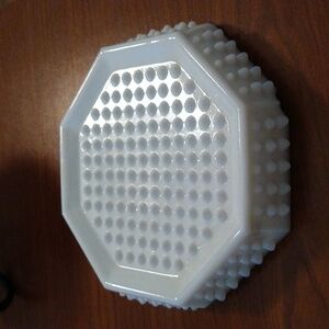 Vintage Milk Glass Hobnail Ashtray Coaster Tray
